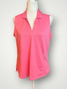 PGA Tour Coral Pink Sleeveless Polo Tank, size L